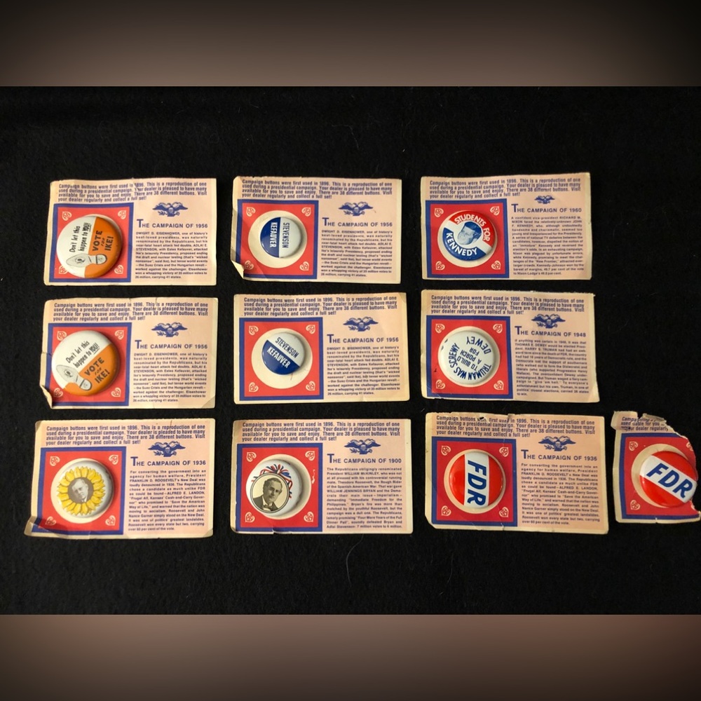 Vintage AMOCO Gas Station Giveaways- Presidential Campaign Buttons